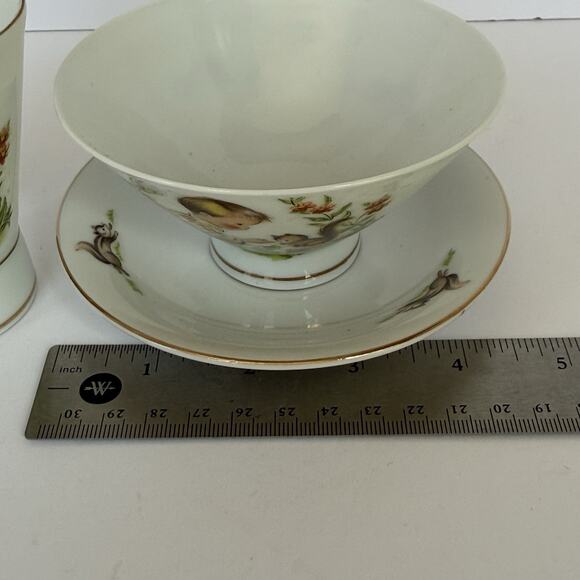 Vintage Seyei Nagoya Japan Fine China Children Set Cup Bowl Saucer Boy Squirrel - Picture 9 of 9